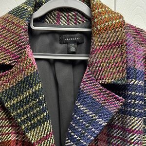 Halogen Multicolor Tweed Blazer with Classic Lapel